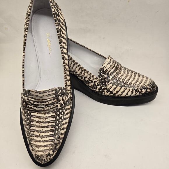 3.1 Phillip Lim Reptile Embossed Leather Platform Wedge Penny Loafer, EU 40 / 10 - Picture 4 of 10